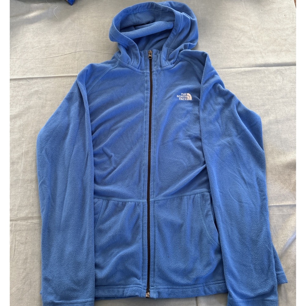 The North Face Womens TKA 100 Fleece Full Zip Hoodie Blue Large Jacket L
